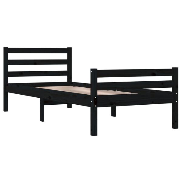 vidaXL Estructura de cama sin colchón madera maciza negro 100x200 cm