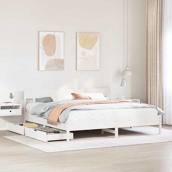 vidaXL Estructura de cama sin colchón madera maciza blanca 200x200 cm