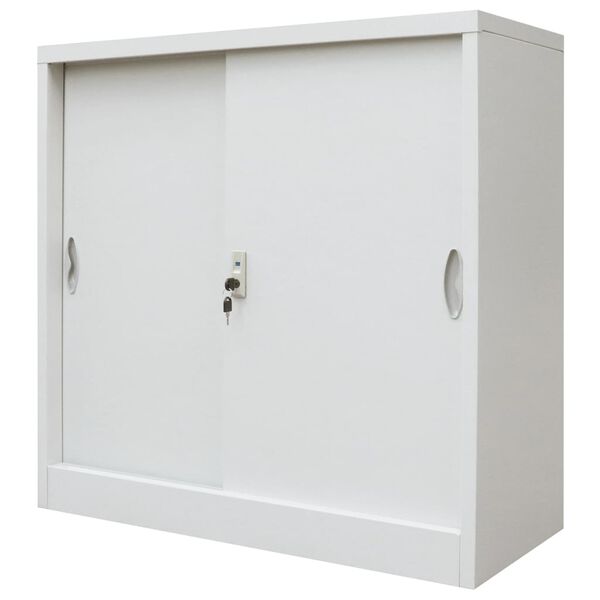 vidaXL Armario oficina con puertas correderas metal gris 90x40x90 cm