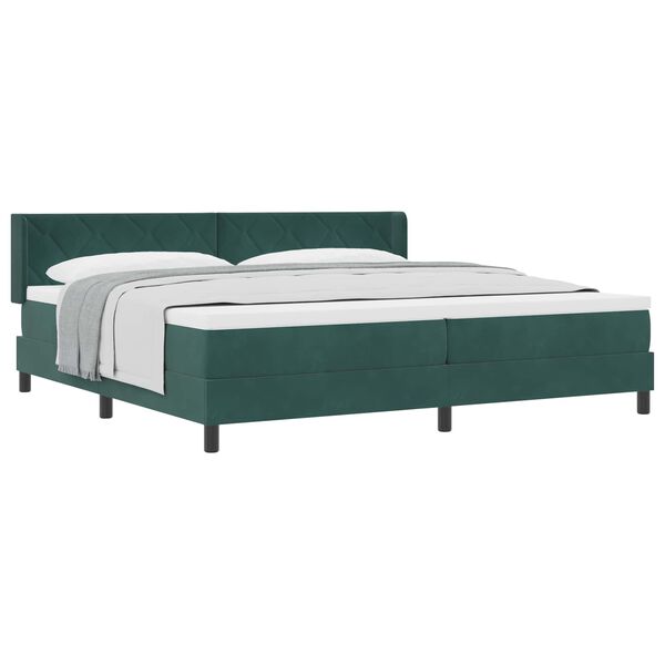 vidaXL Cama tipo Box Spring Verde oscuro 200 x 200 cm Poli&eacute;ster