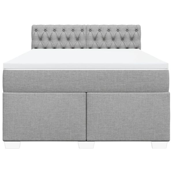 vidaXL Cama box spring con colch&oacute;n tela gris claro 140x200 cm