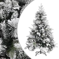 vidaXL Árbol de Navidad con nieve flocada y piñas PVC y PE 150 cm