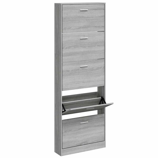 vidaXL Zapatero madera contrachapada gris Sonoma 59x17x169 cm