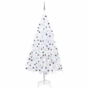 vidaXL &Aacute;rbol de Navidad preiluminado con luces y bolas blanco 210 cm