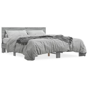 vidaXL Estructura cama madera ingenier&iacute;a metal gris Sonoma 150x200 cm