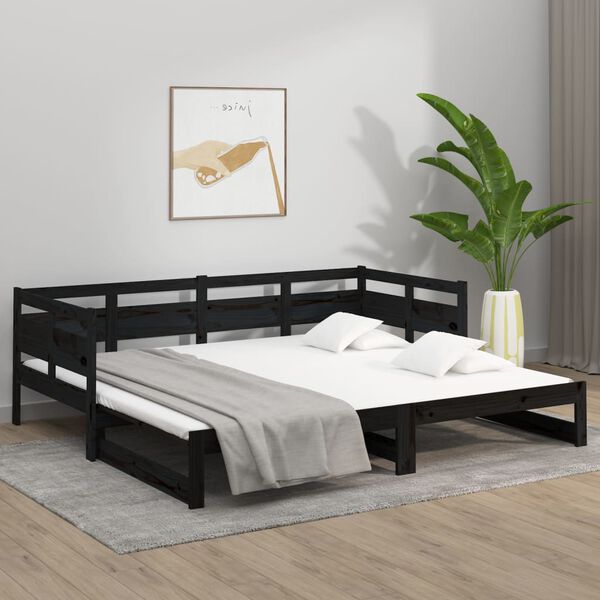 vidaXL Sof&aacute; cama extra&iacute;ble sin colch&oacute;n negro 2x(90x190) cm