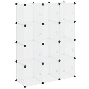 vidaXL Organizador de cubos de almacenamiento con 12 cubos y puertas, PP transparente
