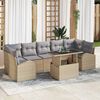 vidaXL Conjunto de sof&aacute; de jard&iacute;n 8 pcs Beige Rattan de Poli&eacute;ster