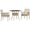 vidaXL Conjunto de Comedor de Jard&iacute;n 3 uds. Beige rat&aacute;n sint&eacute;tico