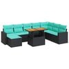 vidaXL Set de sof&aacute;s de jard&iacute;n con cojines 9 pzas rat&aacute;n sint&eacute;tico negro