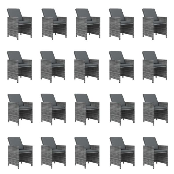 vidaXL Set de comedor jard&iacute;n 21 pzas con cojines rat&aacute;n sint&eacute;tico gris