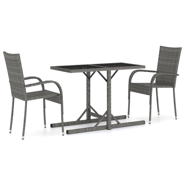 vidaXL Juego de comedor para jardín 3 piezas gris
