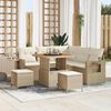 vidaXL Conjunto de sof&aacute; de jard&iacute;n 8 pcs Beige rat&aacute;n sint&eacute;tico