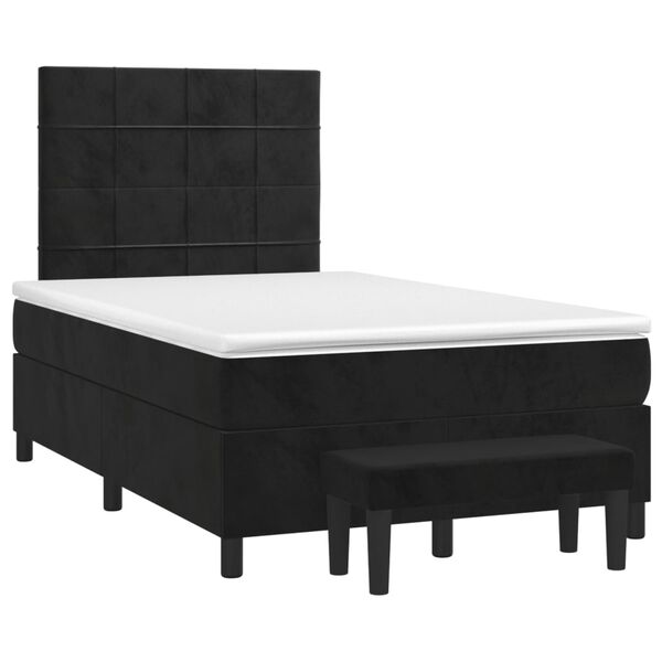 vidaXL Cama box spring con colch&oacute;n terciopelo negro 120x200 cm