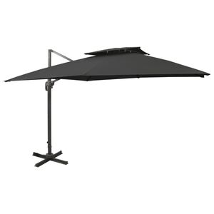 vidaXL Sombrilla jard&iacute;n voladiza con cubierta doble negro 300x300 cm