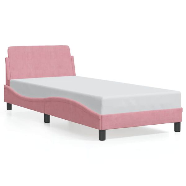 vidaXL Estructura de cama con cabecero Dover terciopelo rosa 90x200 cm