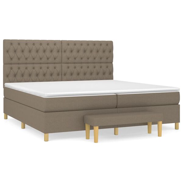 vidaXL Cama box spring con colch&oacute;n tela gris taupe 200x200 cm
