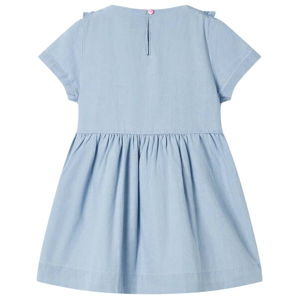 Vestido infantil con volantes azul suave 104
