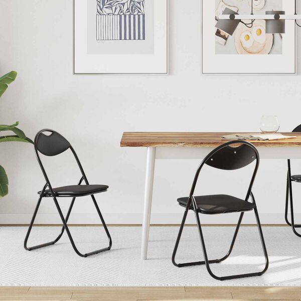 vidaXL Silla Plegable 2 pcs Negro 48 x 43,5 x 81 cm Cuero sint&eacute;tico