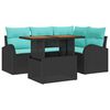 vidaXL Conjunto de sof&aacute; de jard&iacute;n 5 uds. Negro Polirat&aacute;n