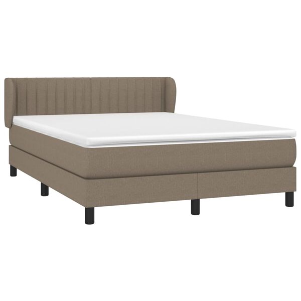 vidaXL Cama box spring con colch&oacute;n tela gris taupe 140x200 cm
