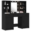 vidaXL Conjunto de mesa de vestidor con LED 3 pcs Roble Negro