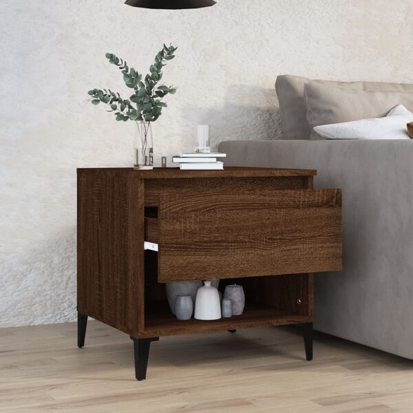 vidaXL Mesa auxiliar madera contrachapada roble marr&oacute;n 50x46x50 cm