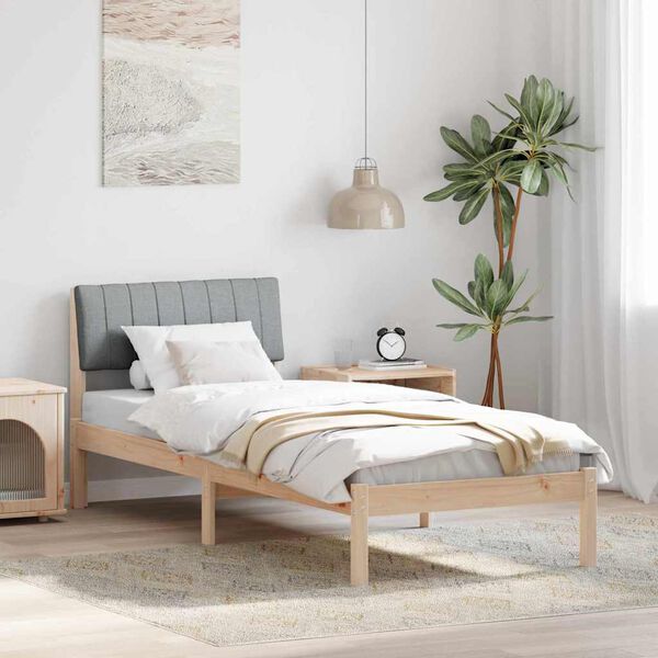 vidaXL Estructura de cama con cabecera Marrón y gris claro 75 x 190 cm