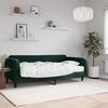 vidaXL Sof&aacute; cama con colch&oacute;n terciopelo verde oscuro 100x200 cm