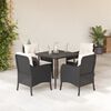 vidaXL Set de muebles jard&iacute;n 5 pzas con cojines rat&aacute;n sint&eacute;tico negro