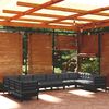 vidaXL Muebles de jard&iacute;n 10 pzas con cojines negro madera de pino