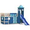 vidaXL Cama alta para ni&ntilde;os con torre madera pino azul 80x200 cm