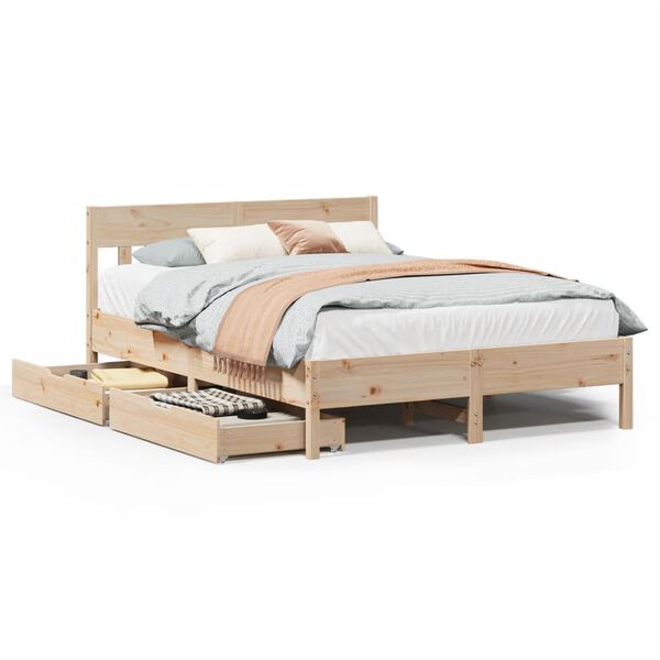 vidaXL Estructura de cama sin colch&oacute;n madera de pino maciza 120x200 cm