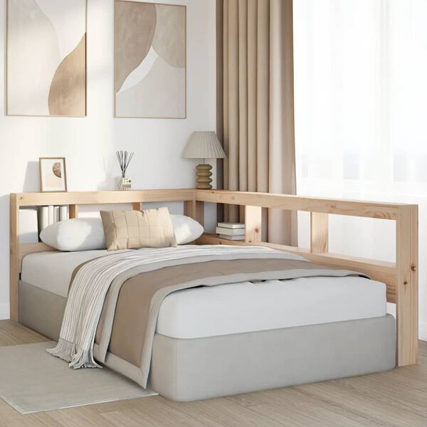 vidaXL Cabecero librer&iacute;a en forma de L madera maciza de pino 120 cm