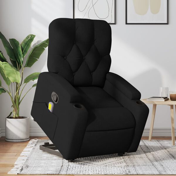 vidaXL Sill&oacute;n reclinable de masaje elevable tela negro