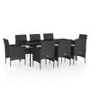 vidaXL Juego de comedor de jard&iacute;n 9 piezas con cojines negro