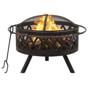 vidaXL Brasero r&uacute;stico con atizador acero XXL 76 cm