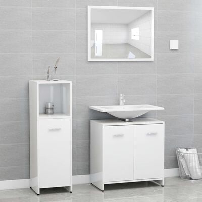 vidaXL Juego muebles de baño 3 piezas madera ingeniería blanco brillo