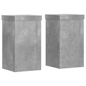 vidaXL Soportes de plantas 2 uds madera gris hormig&oacute;n 10x10x18 cm
