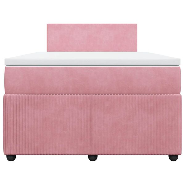 vidaXL Cama box spring con colch&oacute;n terciopelo rosa 120x190 cm