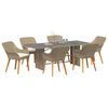 vidaXL Conjunto de Comedor de Jard&iacute;n 7 pcs Beige rat&aacute;n sint&eacute;tico