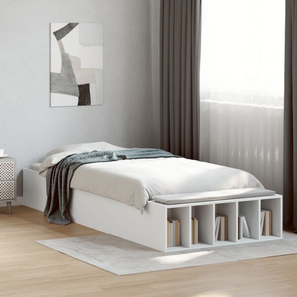 vidaXL Estructura de cama madera de ingenier&iacute;a blanca 90x200 cm