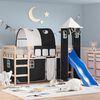 vidaXL Cama alta ni&ntilde;os con torre madera pino blanco negro 90x190 cm