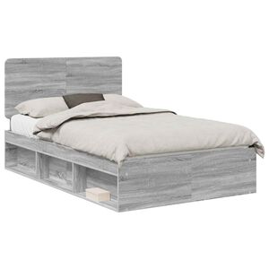 vidaXL Estructura de cama con cabecera Gris Sonoma 120 x 200 cm