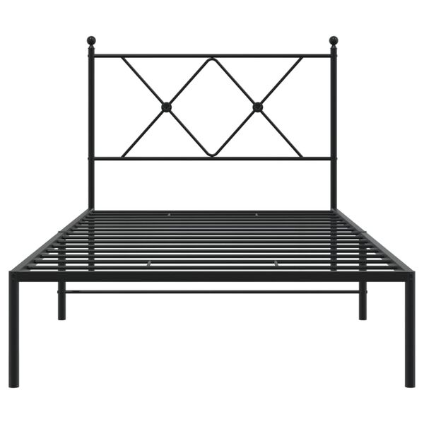 vidaXL Estructura cama sin colchón con cabecero metal negro 90x200 cm