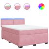 vidaXL Cama box spring con colch&oacute;n terciopelo rosa 140x190 cm