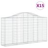 vidaXL Cestas gaviones 15 uds forma de arco hierro 200x30x100/120 cm