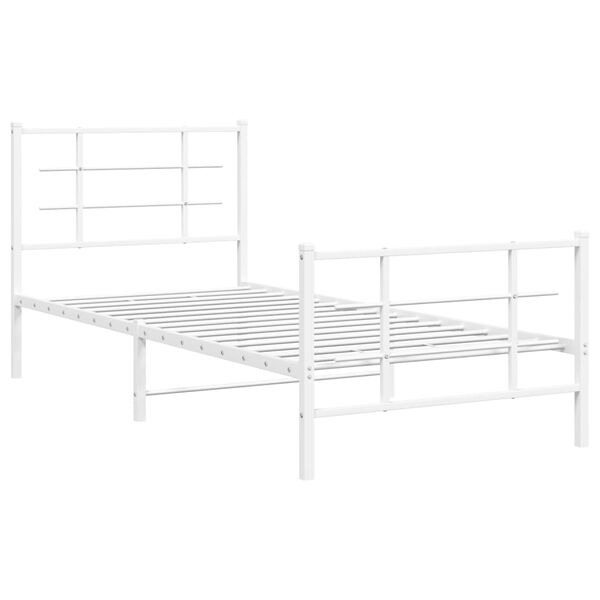 vidaXL Estructura cama sin colch&oacute;n con estribo metal blanco 90x200 cm