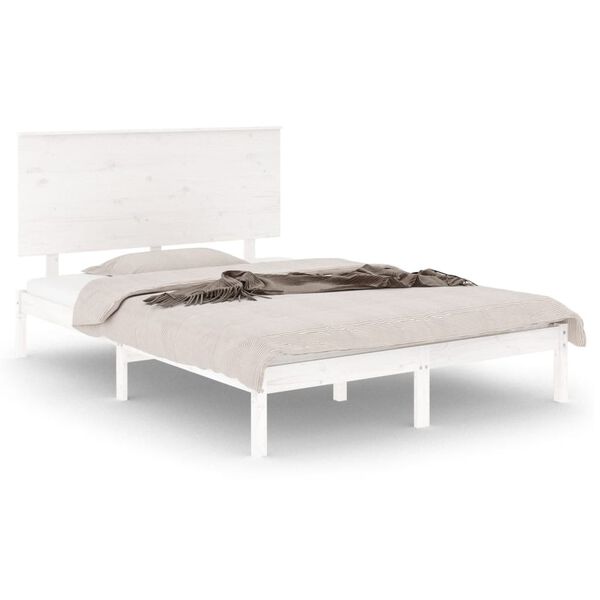 vidaXL Estructura de cama sin colch&oacute;n madera de pino blanca 140x190 cm
