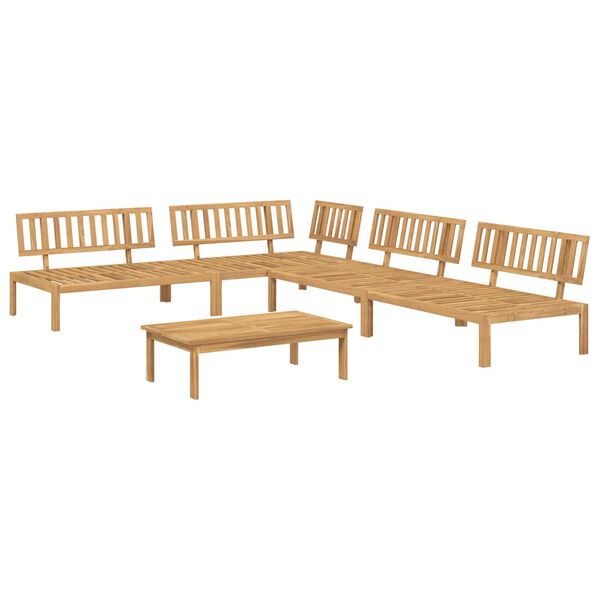 vidaXL Juego de Sof&aacute; con coj&iacute;n 5 pcs Beige Madera de Acacia S&oacute;lida